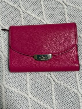 kate spade Hot Pink Pebbled Leather Wallet with Silver Hardware